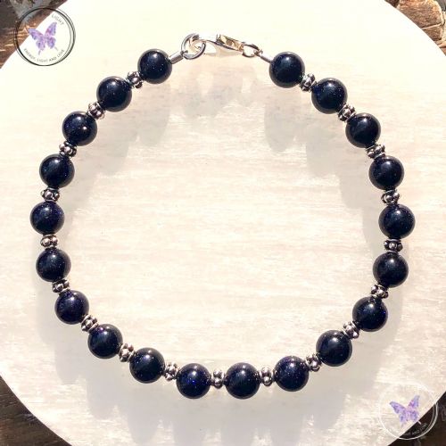 Blue Goldstone & Sterling Silver Bracelet